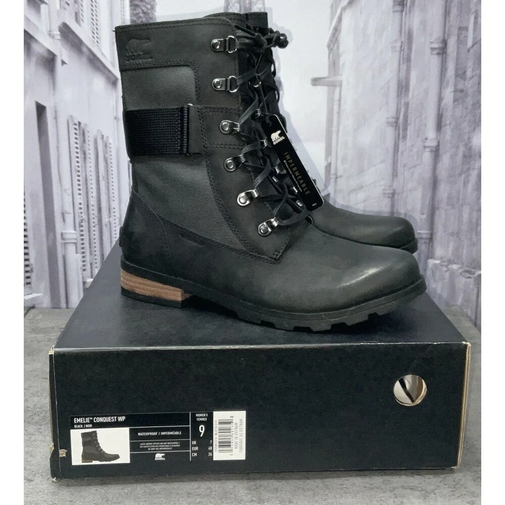 Sorel Women’s Emelie Conquest Boot-Light And Heavy Rain Waterproof Size 9